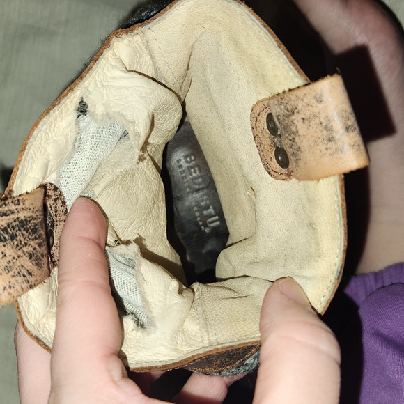 BED STU Bruges Wedge Booties Brown Distressed Leather Slouchy Knit Boots… - Picture 11 of 14